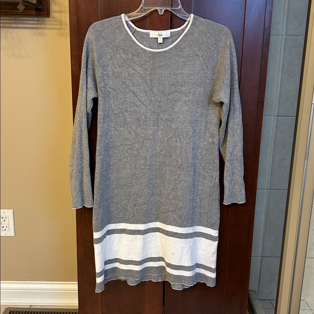 Ripe Maternity Gray and White Striped Dress - M